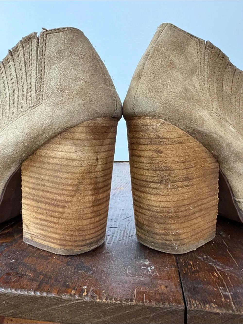 Jeffrey Campbell Yorktown Havana Last Tan Suede Stacked Heel Ankle Booties 8